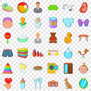 Icons set oynarken, karikatür tarzı