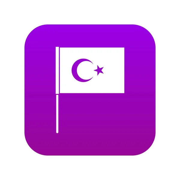 Bandera de Turquía icono digital púrpura — Vector de stock