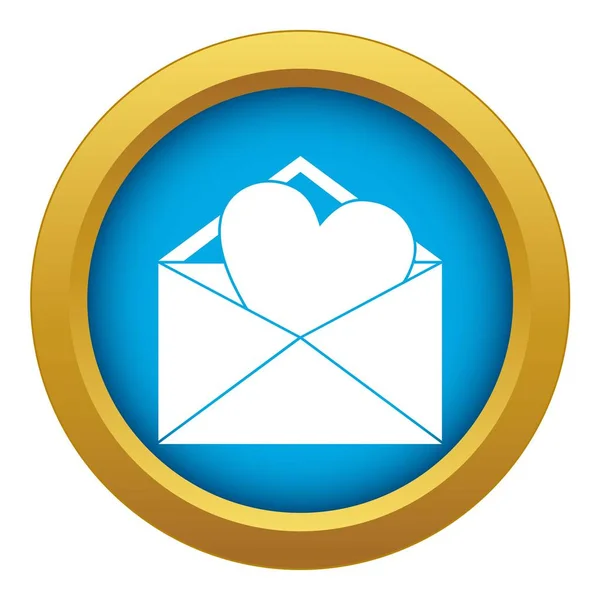 Open envelop met hart pictogram blauwe vector geïsoleerd — Stockvector