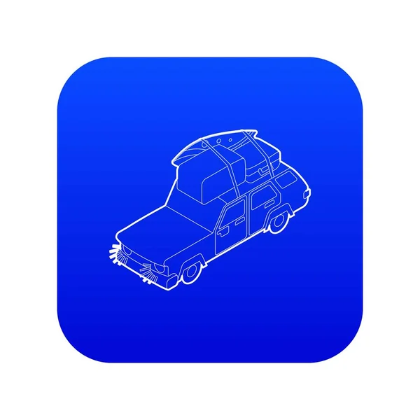 Car with luggage and boxes icon blue vector — Stock Vector