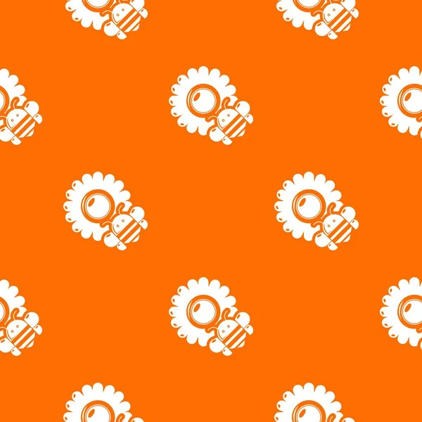 Abeja flor patrón vector naranja — Vector de stock