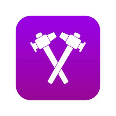 Çapraz demirci çekiç simgesi dijital mor