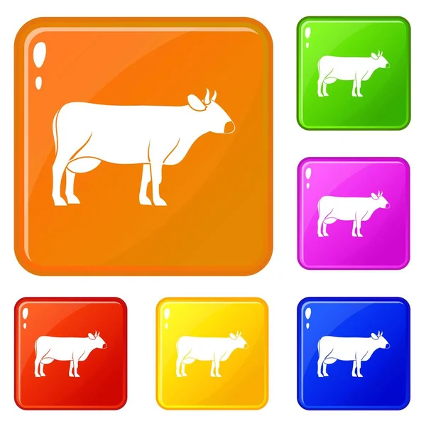 Ícones de vaca definir cor vetorial —  Vetores de Stock