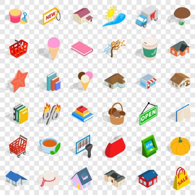 Ev Icons set, izometrik stili