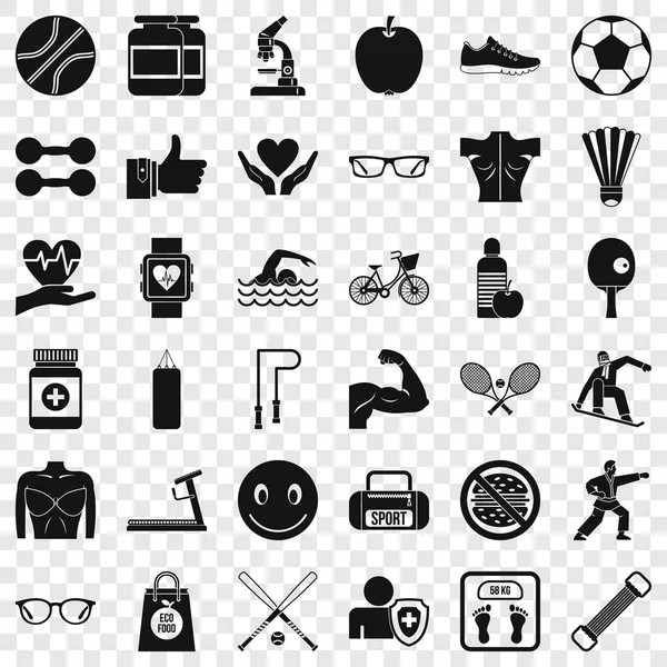 Exercise icons set, simple style — Stock Vector