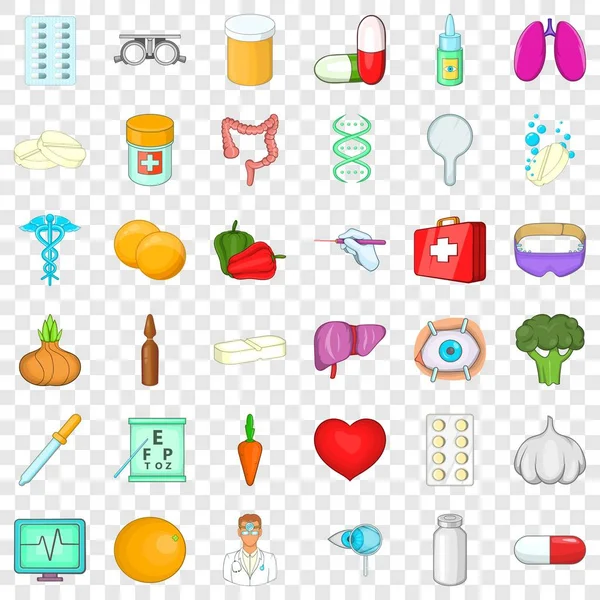 Medicine icons set, cartoon style — Stock Vector