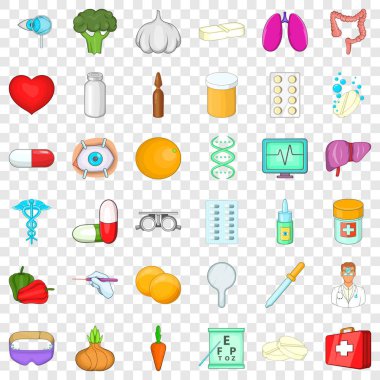 Organ Icons set, karikatür tarzı