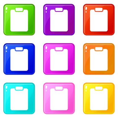 Belge planı simgeleri 9 renk koleksiyonu ayarlayın