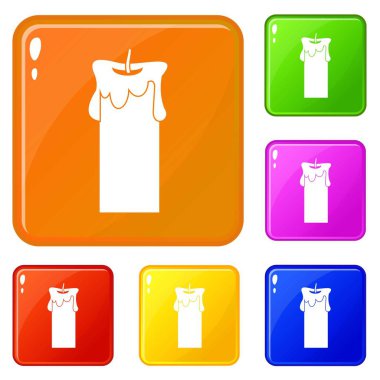 Büyük mum simgeleri vektör renk seti