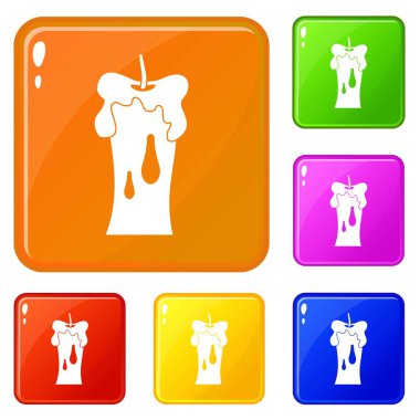 Waxen mum simgeler vektör renk seti