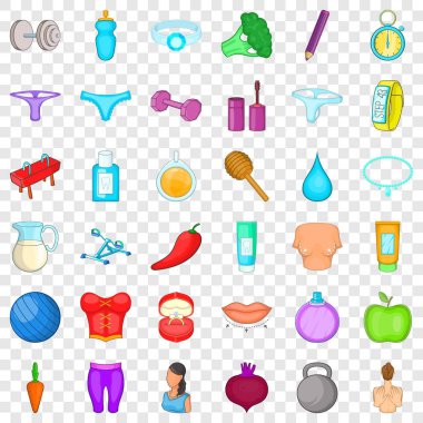 Brokoli simgeleri seti, çizgi film biçimi