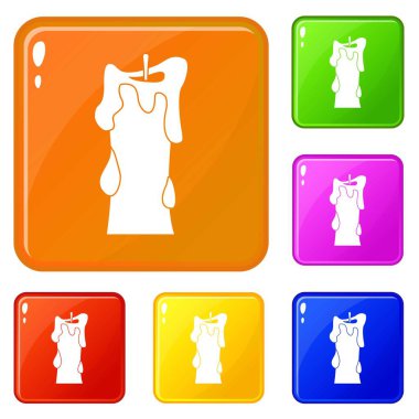 Kalın mum simgeleri vektör renk seti