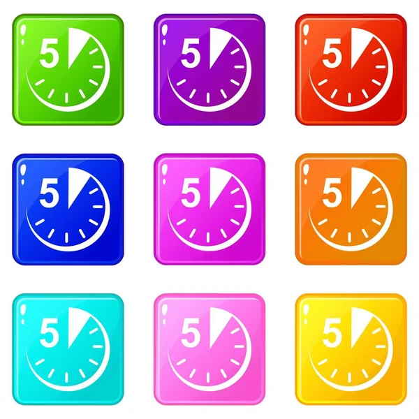 5 minuten icons set 9 Color Collection — Stockvector