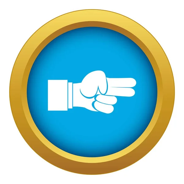 Mão mostrando dois dedos ícone vetor azul isolado — Vetor de Stock