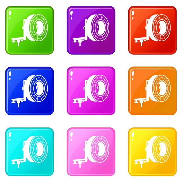 Studio lighting icons set 9 color collection — Stock Vector