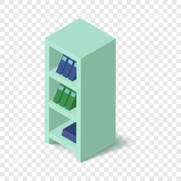 Bookcase icon, isometric 3d style — Stock Vector