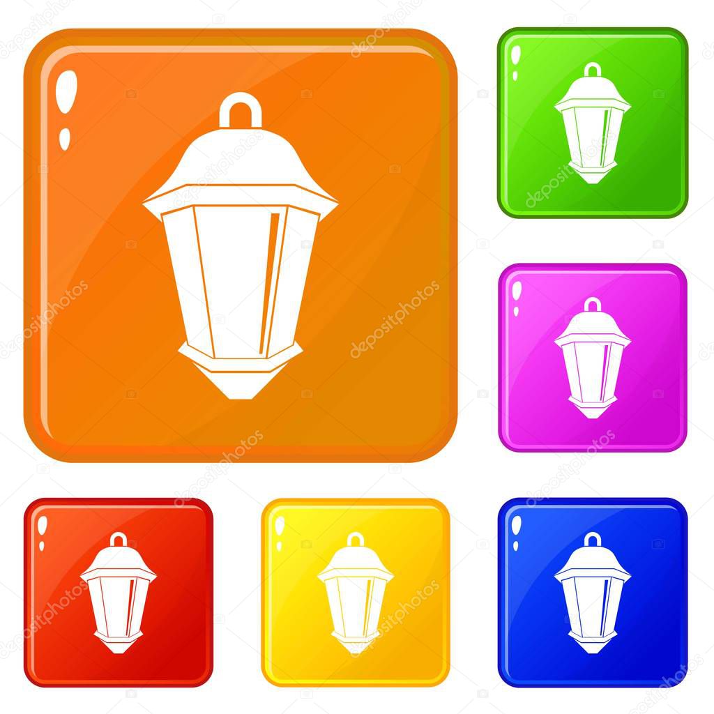 Street light icons set vector color