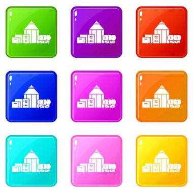 Kimyasal hangar simgeleri 9 renk toplama seti