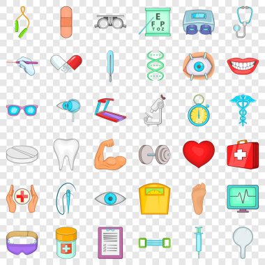 Tedavi Icons set, karikatür tarzı