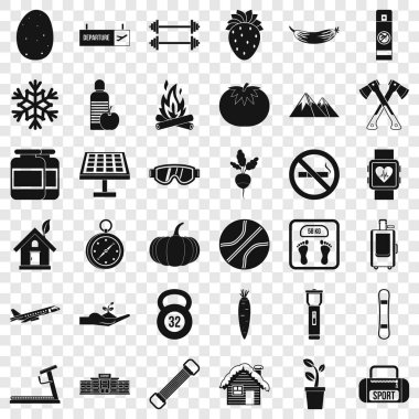 Sağlıklı yaşam Icons set, basit tarzı