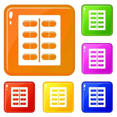 Kapsüller simgeler vektör renk ayarlamak