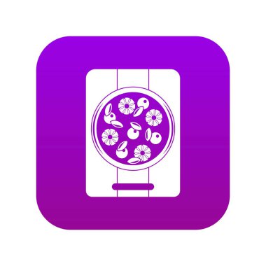 Ananas ve fesleğen ile pizza Pano simgesi dijital mor