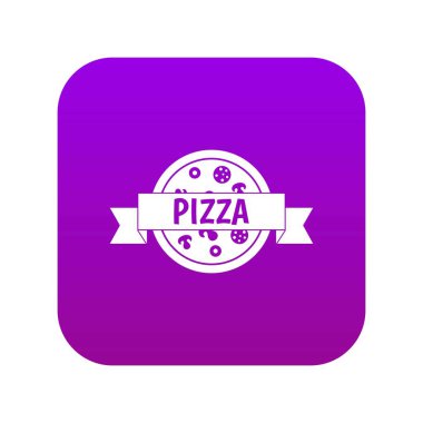 Şerit simgesi dijital mor ile pizza etiketi