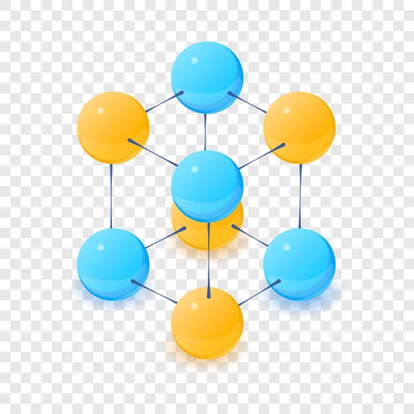 Ícone de molécula multicêntrico, estilo 3D isométrico — Vetor de Stock