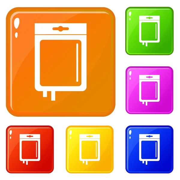 Bloedtransfusie icons set vector kleur — Stockvector