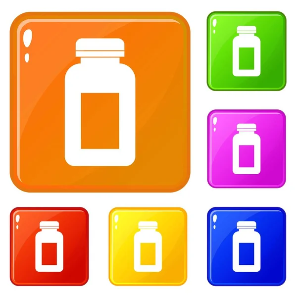 Medicine jar icons set vector color — Stock Vector