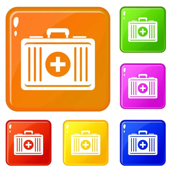 First aid icons set vector color — Stock Vector