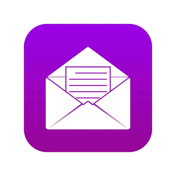 Envelope com folha de papel ícone roxo digital —  Vetores de Stock