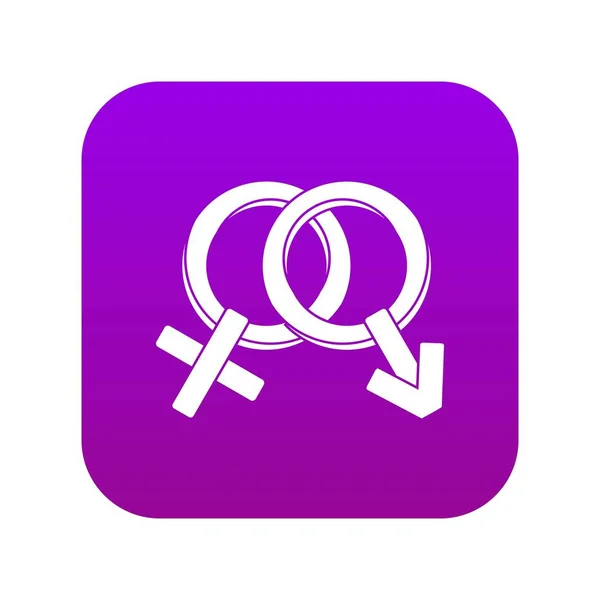 Homme et femme signes icône numérique violet — Image vectorielle