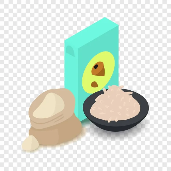 Icona di farina di noce, cartone animato isometrico in stile 3d — Vettoriale Stock