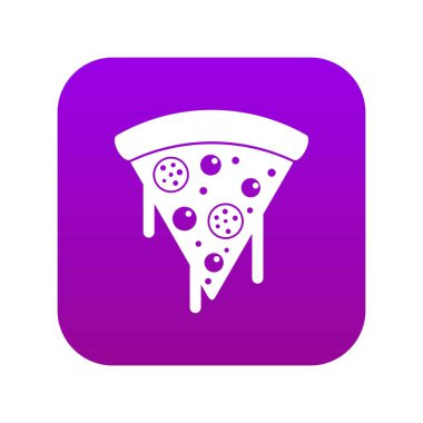 Salam ile pizza Slice, eritilmiş peynir simgesi dijital mor