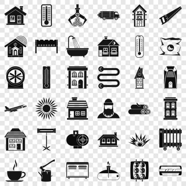 Isıtma Icons set, basit tarzı