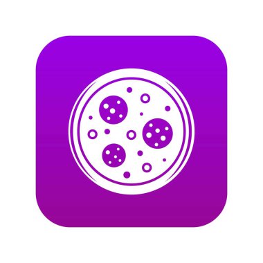 Sosis ve zeytin simgesi dijital mor ile lezzetli pizza