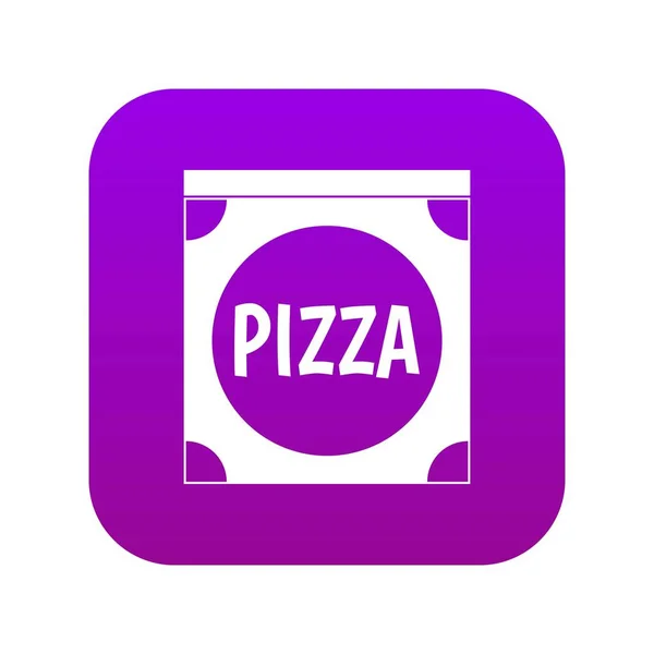 Icono de cubierta de caja de pizza púrpura digital — Vector de stock