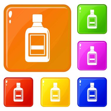 Plastik şişe simgeler vektör renk ayarla