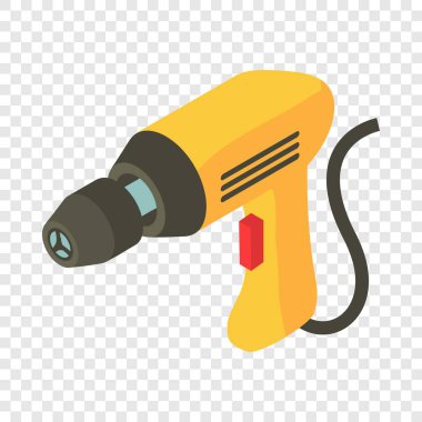 Elektrikli matkap simgesi, izometrik 3d stili