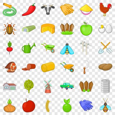 Çit Icons set, karikatür tarzı