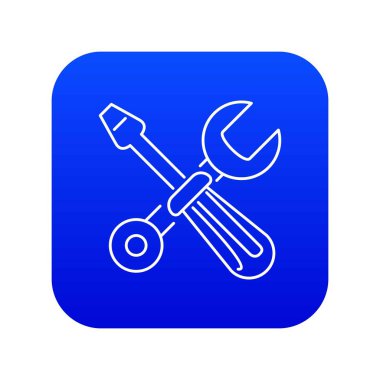 Tornavida ve anahtar simgesi mavi vektör