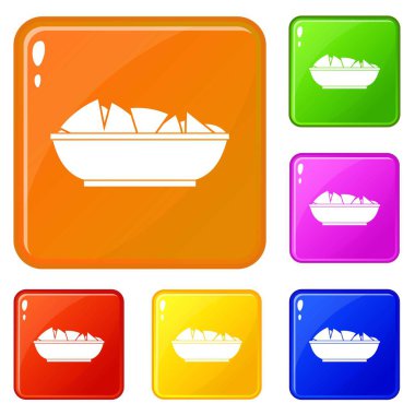 Kase simgeleri nachos vektör renk seti