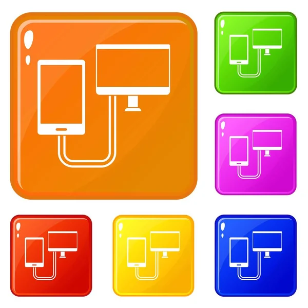 Connection phone icons set vector color — Stock Vector