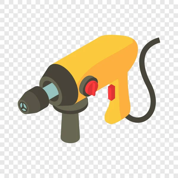Yellow electric drill icon, isometric 3d style — Stock Vector