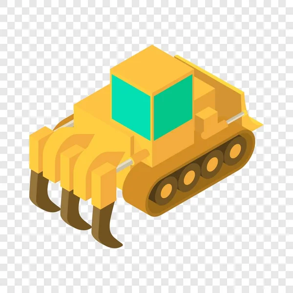 Yellow bulldozer icon, isometric 3d style — Stock Vector