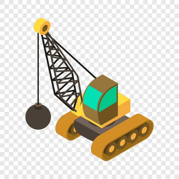 Wrecking ball crane icon, isometric 3d style — Stock Vector