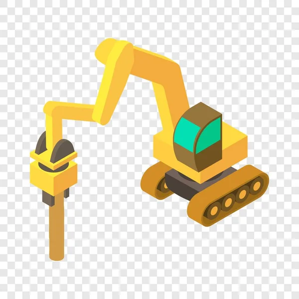 Excavator hammer icon, isometric 3d style — Stock Vector