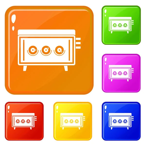 CD changer icons set vector color — Stock Vector