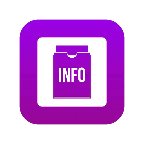 Icono de carpeta de información digital morado — Vector de stock